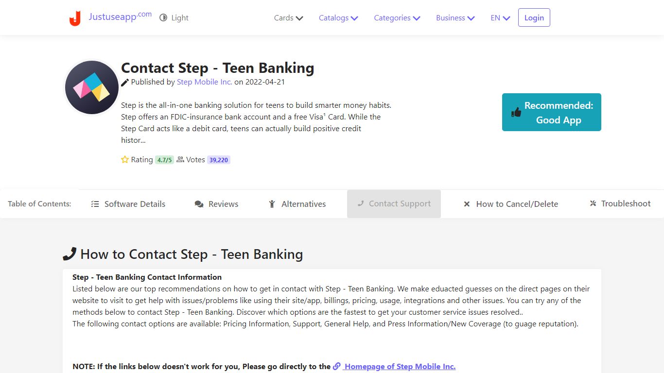 Contact Step - Teen Banking | Fast Customer Service/Support 2022 ...
